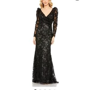 Mac Duggal Black Long Sleeve Lace Gown